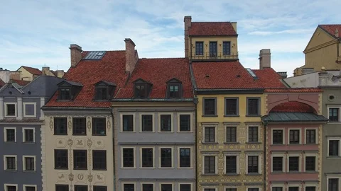 Warsaw old town/city roofs. Stock Footage