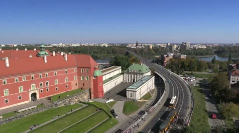 Warsaw, panoramic view to The Castle Square on the Old Town, Poland Stock Footage 32595333