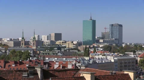 Warsaw, panoramic view to The Castle Square on the Old Town, Poland Stock Footage 32595343