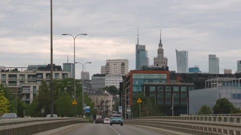 Warsaw, Poland - 07.07.2025: view from inside moving car driving through streets Stock Footage 314014654