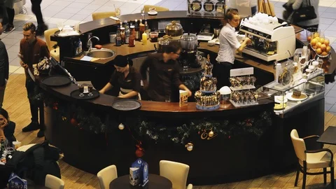 WARSAW, POLAND - DECAMBER 2 2017: lot of people on Christmas sales in a large Stock Footage 129594891