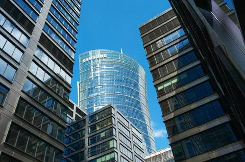 Warsaw, Poland - May 28, 2022: Beautiful Samsung building under bright sky Stock Photos