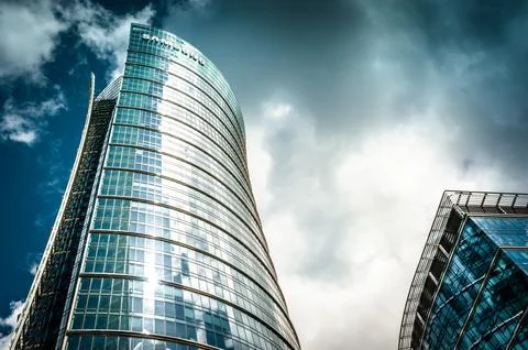 Warsaw, Poland - May 28, 2022: Beautiful Samsung building under cloudy sky,.. Stock Photos