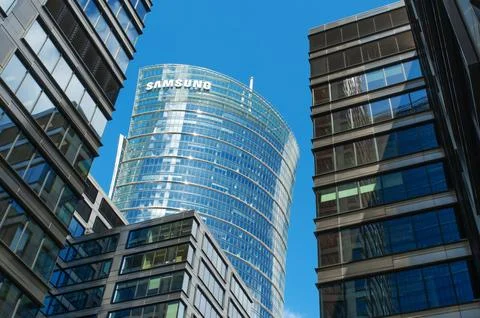 Warsaw, Poland - May 28, 2022: Beautiful Samsung building under bright sky Stock Photos