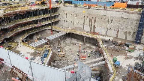 Warsaw, Poland, work in progress in new town Stock Footage 89574085