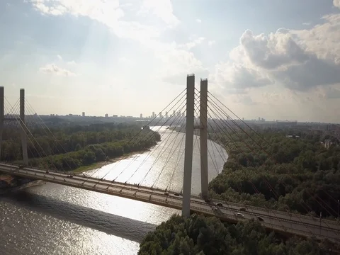 Warsaw Siekierkowski bridge Stock Footage 78210409