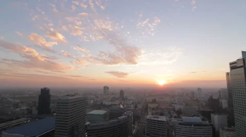 Warsaw skyline at sunset Stock Footage 1075689