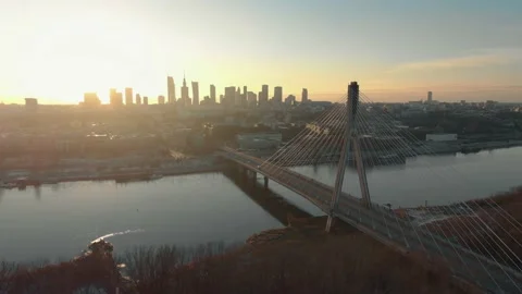Warsaw skyline at sunset Stock Footage 168985283