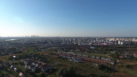 Warsaw suburbs view from above Stock Footage 69853973