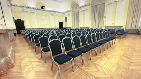 Warsaw Summit Hall: Rows of Chairs Awaiting Business Conference 스톡 동영상 346393643