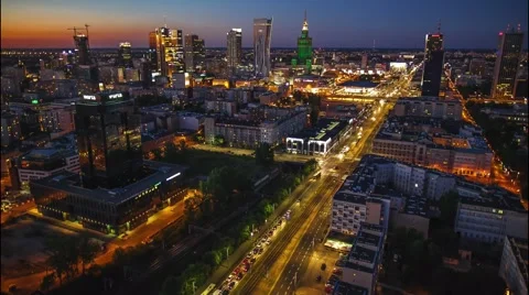 Warsaw at sunset Stock Footage 59090901