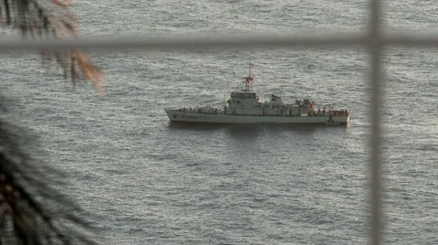 Warship guarding the coast Stock Footage 48802639