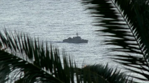 Warship guarding the coast Stock Footage 48802957
