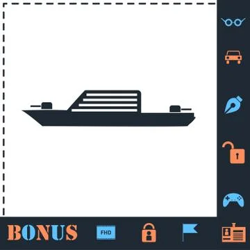 Warship icon flat Stock Illustration