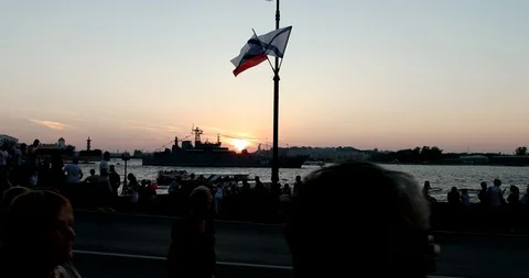Warship on the Neva Stock Footage 93453314