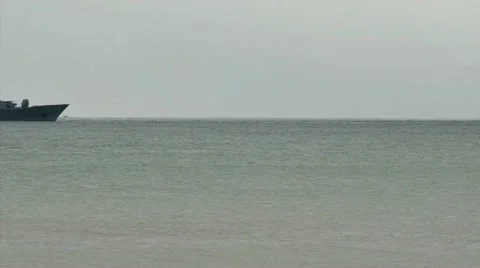 Warship patrolling in the ocean Stock Footage
