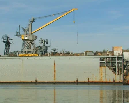 Warship repaired in dock. #47 Stock Footage 10735331