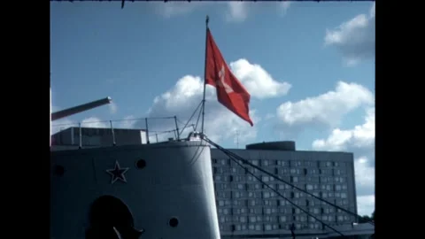 Warship on the River Video stock 278360520