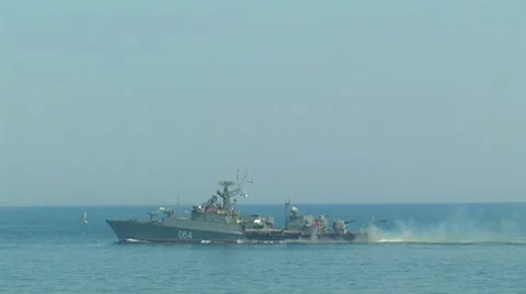 Warship at sea. Stock Footage 7909899