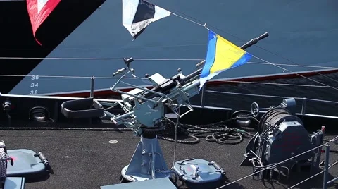 Warship ship gun Stock Footage 40008159