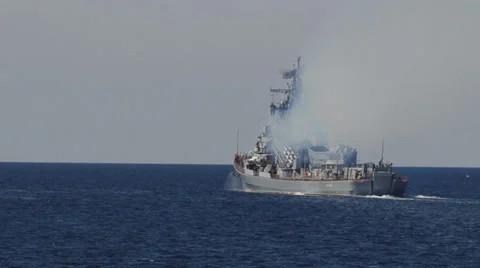 Warship in the war patrol Stock Footage 30408077