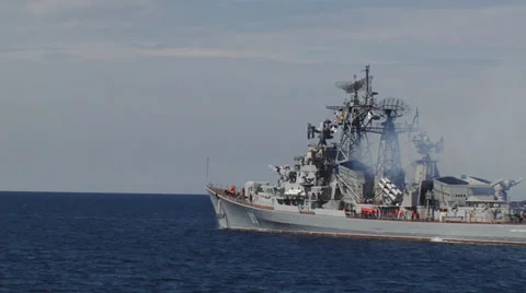 Warship in the war patrol Stock Footage 30408410