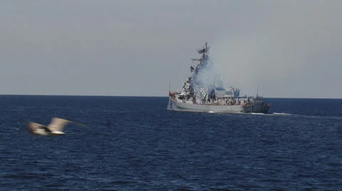 Warship in the war patrol Stock Footage 30408585