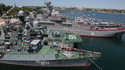 Warships of the Black Sea Fleet of the Russian Federation Stock Footage