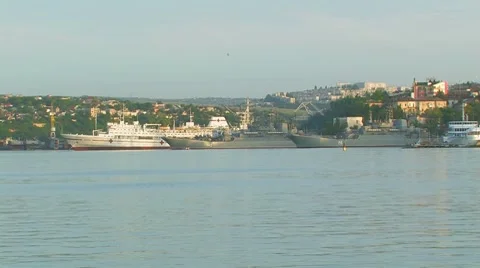 Warships at the pier. Stock Footage 7902521