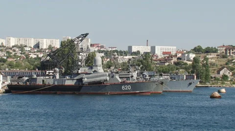 Warships in the port Stock Footage 52444313