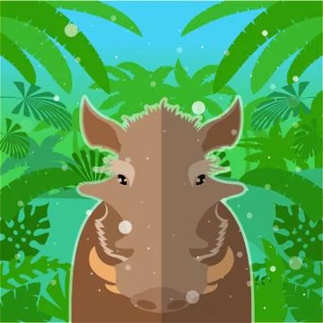 Wart-hog on the Jungle Background Illustrazione stock