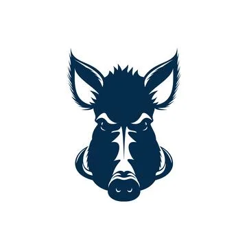 Warthog boar head mascot isolated wild pig hog Stock Illustration
