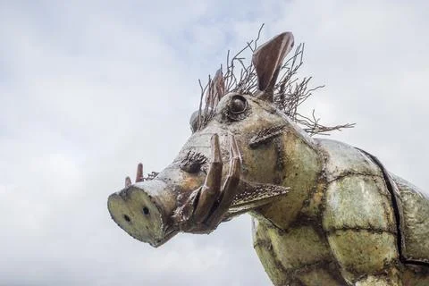 Warthog sculpture up close Stock Photos