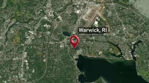 Warwick City Map Zoom (RI, USA) from Space to Earth 스톡 동영상 296706793