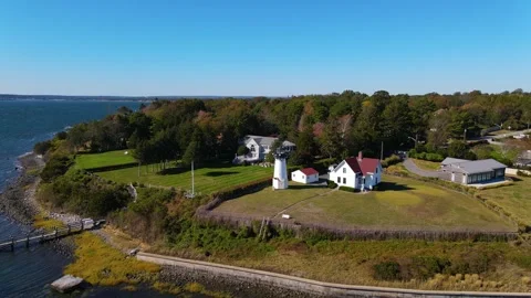 Warwick Lighthouse aerial view, Warwick, Rhode Island, USA 스톡 동영상 341985148