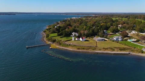 Warwick Lighthouse aerial view, Warwick, Rhode Island, USA 스톡 동영상 341992587