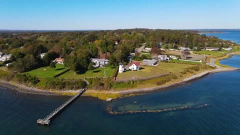 Warwick Lighthouse aerial view, Warwick, Rhode Island, USA Stockbeeldmateriaal 341992651