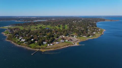 Warwick Lighthouse aerial view, Warwick, Rhode Island, USA 스톡 동영상 341992666