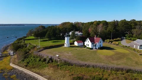 Warwick Lighthouse aerial view, Warwick, Rhode Island, USA 스톡 동영상 341992670