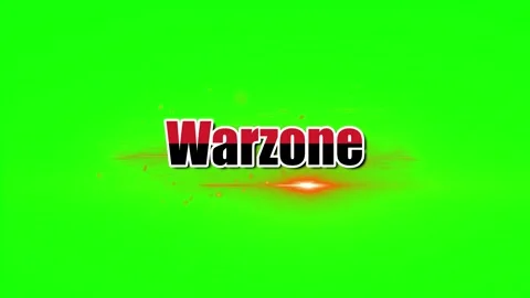 Warzone text logo animation with glowing light effects isolated on a green Video stock 345779142