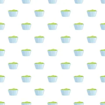Wasabi bowls creating seamless green food pattern Stock Illustration