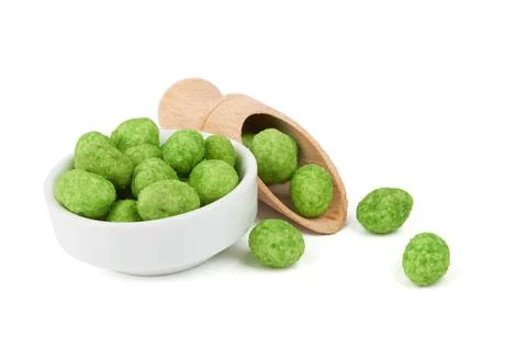 Wasabi coated peanuts Stock Photos