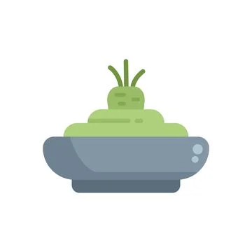Wasabi paste in a bowl with a sprout on top icon vector illustration Stock Illustration