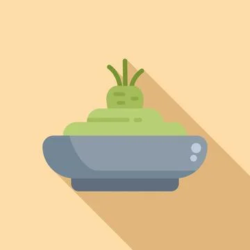 Wasabi plate icon flat vector. Herb meal Stock Illustration
