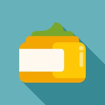 Wasabi sauce jar flat design icon food Stock Illustration