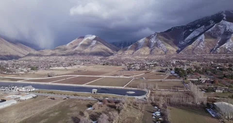 Wasatch Mountains in Mapleton City, Utah on Snowy Winter Day Stock Footage 296389713