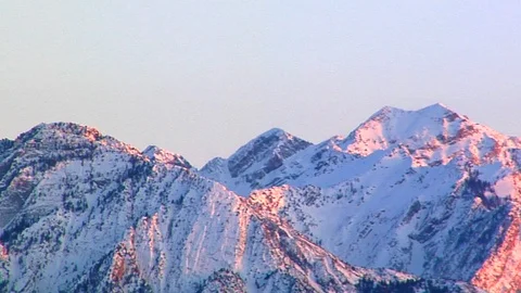 Wasatch Mountains in winter overlook Salt Lake City, Utah. Stock Footage 98012443
