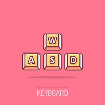 Wasd button icon in comic style. Keyboard cartoon vector illustration on is.. 스톡 일러스트