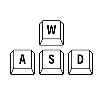 WASD computer keyboard buttons. Desktop interface. Web icon. Gaming and cyber Stock Illustration