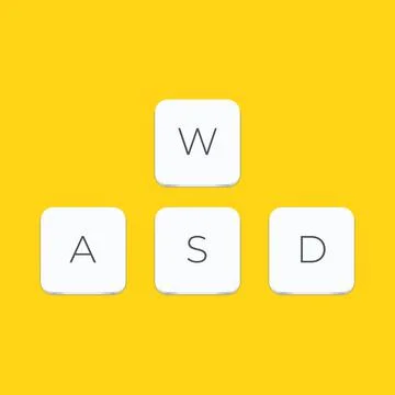 WASD computer keyboard buttons. Desktop interface. Web icon. Gaming and Stock Illustration